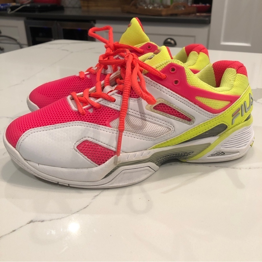 Fila Sentinel Womens Tennis Shoes Neon Yellow Bright Pink US 7 Streetwear Chunky